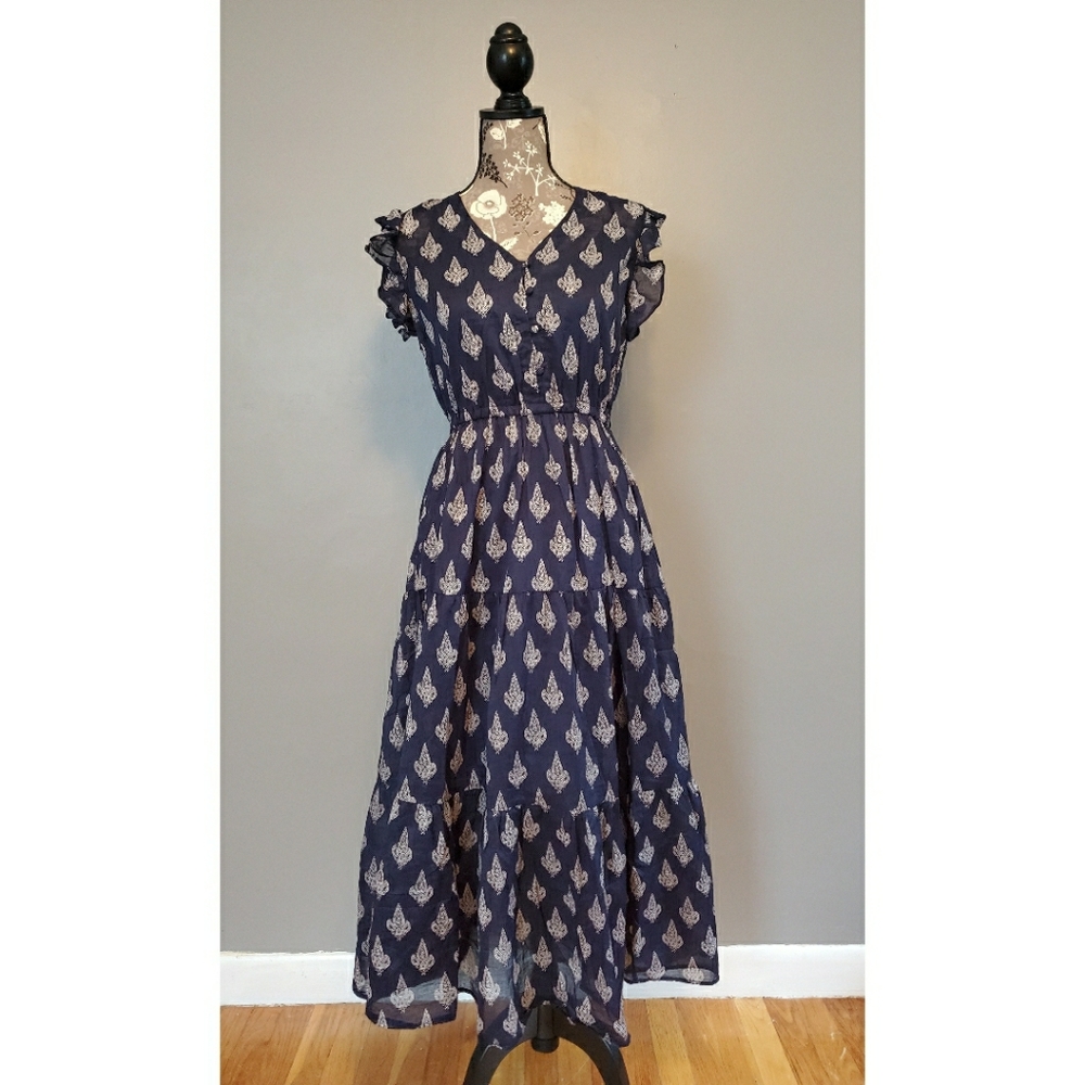 Chelsea & Theodore navy flowy maxi dress